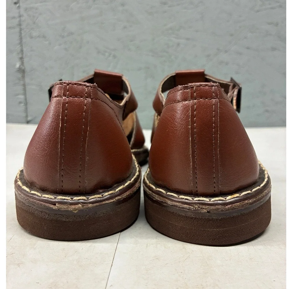 Neptun Fisherman Woven Leather Sandals Mens 7 Brown Vintage Made in Poland Shoes